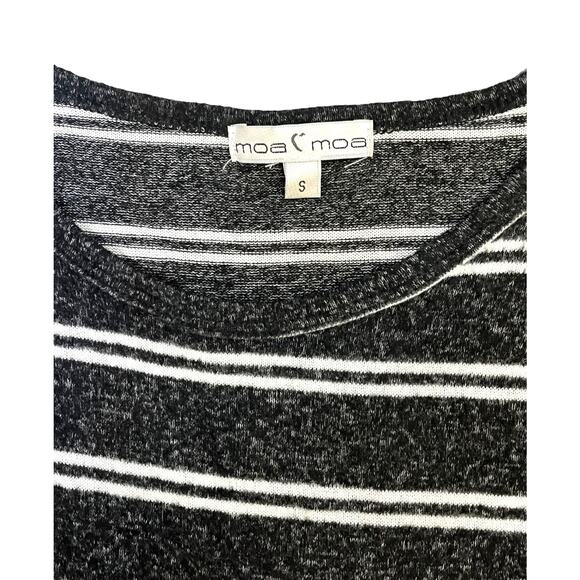 Moa Moa SWEATER DRESS Womens SM Black White Striped Knit Pockets Tie Waist Belt - Picture 7 of 10